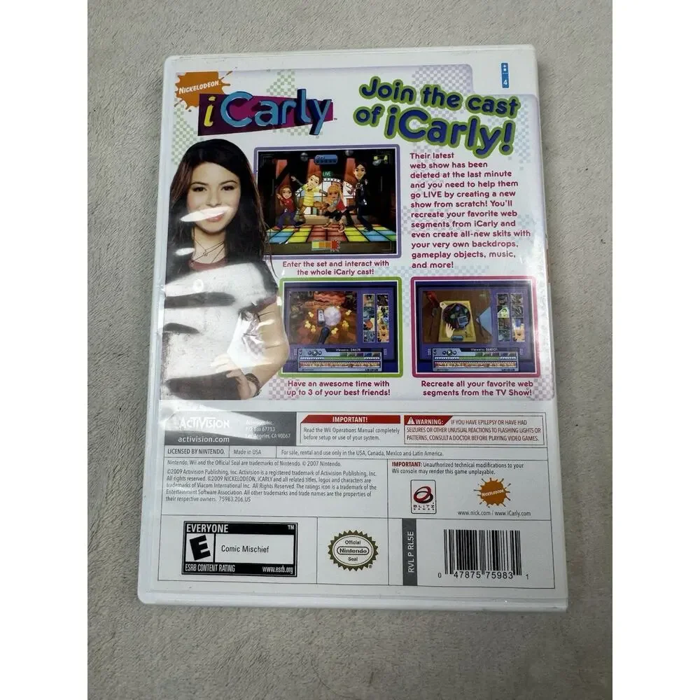 iCarly Nintendo Wii 2009 Nickelodeon Activision Video Game Miranda Cosgrove